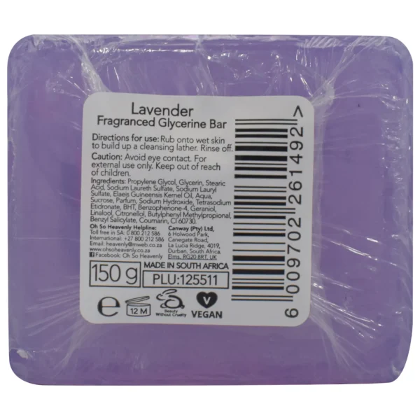 Oh So Heavenly Lavender Fragranced Glycerine Bar 150Gm - Image 2