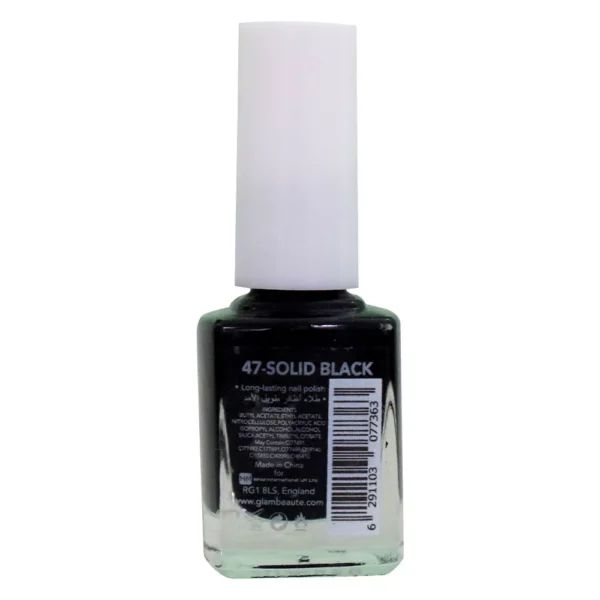 Glambeaute Nail Enamel 47 - Solid Black - Image 2