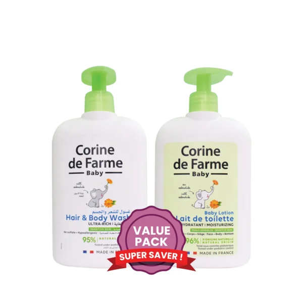 CDF Baby Hair & Body Wash Sulfate Free 500ML & Cdf - Baby Lotion Natural Origin 500Ml